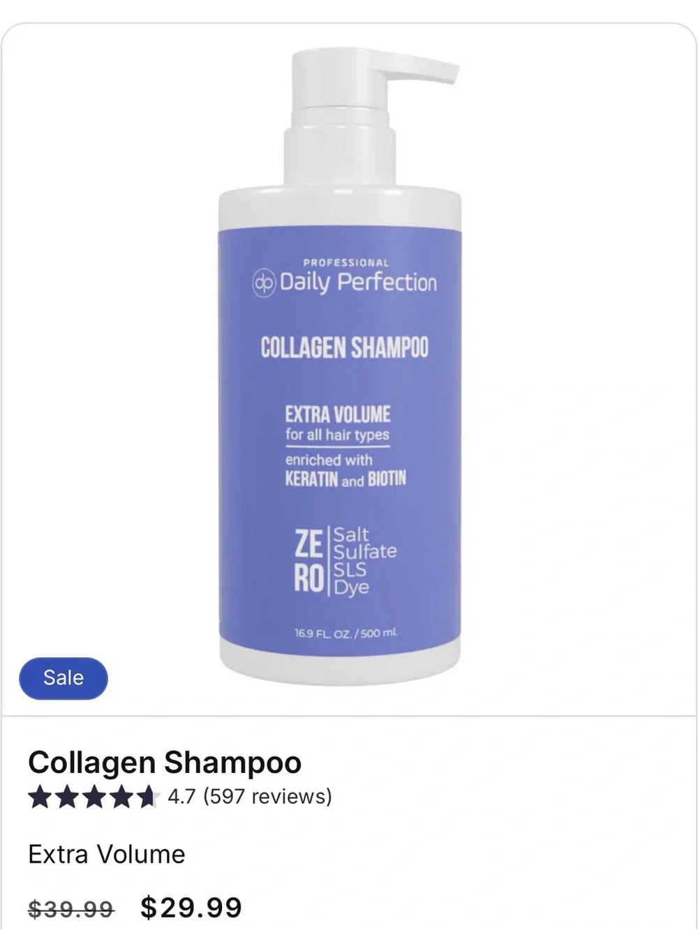 Perfection Daily Perfection Collagen Shampoo - White with Blue Accent